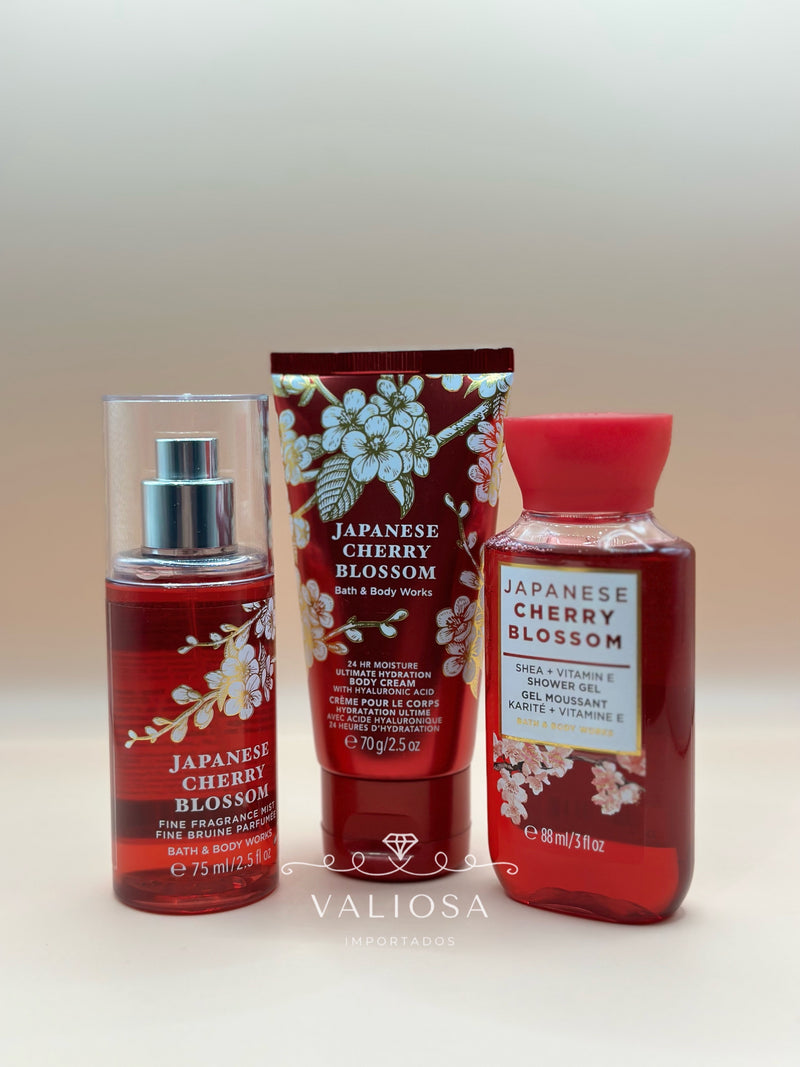 Kit BBW Japanese Cherry Blossom - Body Splash 75ml + body cream 70g + shower gel 88ml