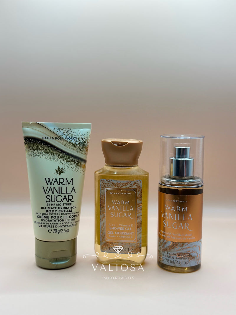 Kit BBW Warm Vanilla Sugar - Body Splash 75ml + body cream 70g + shower gel 88ml